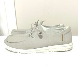 Hey Dude Wendy Women's Light Gray Low Top Moc Shoes Size 10